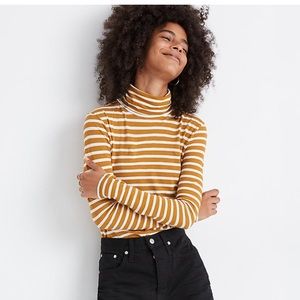 Madewell Whisper Cotton Turtleneck - Gold/White